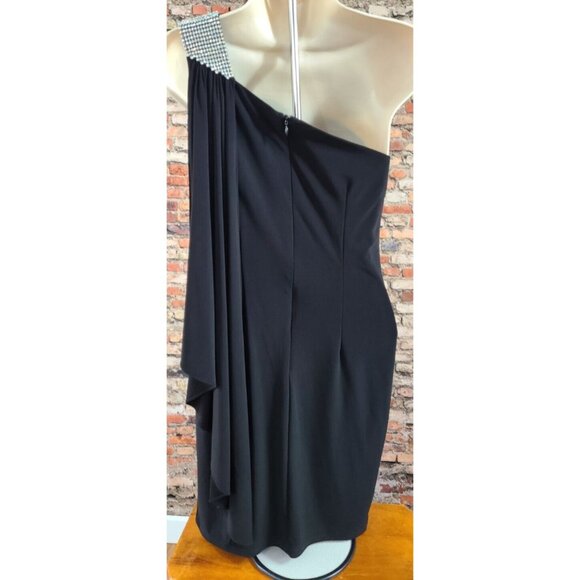Cache Sexy Little Black One Shoulder Dress Rhinestones Cocktail Party Women's 2 - Picture 4 of 8